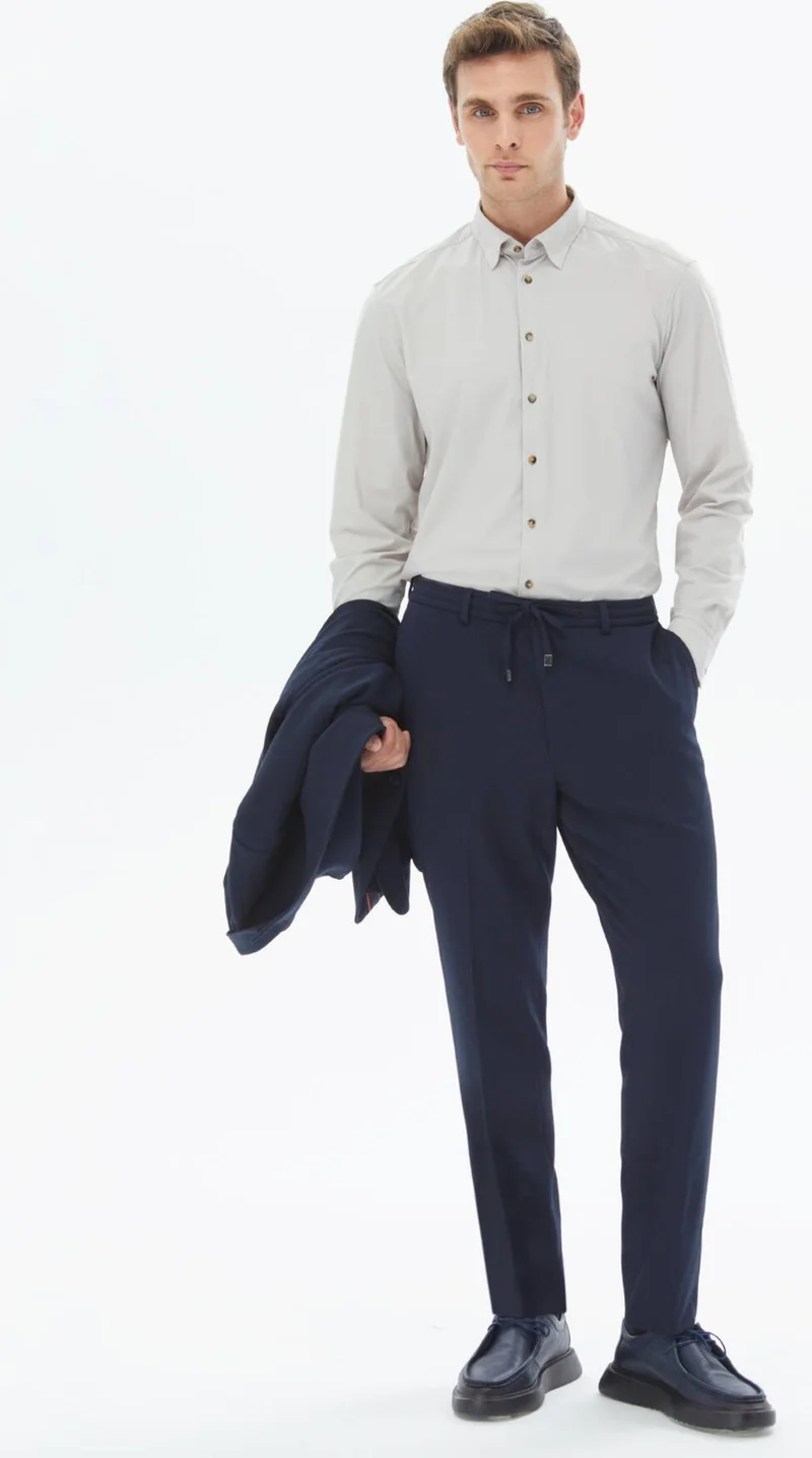 Kip Ecru Plain Regular Fit Casual Shirt