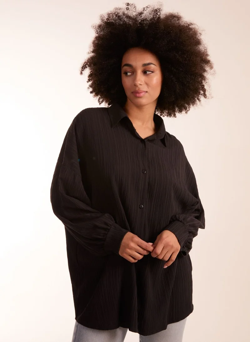 Blue Vanilla Crinkle Oversized Shirt