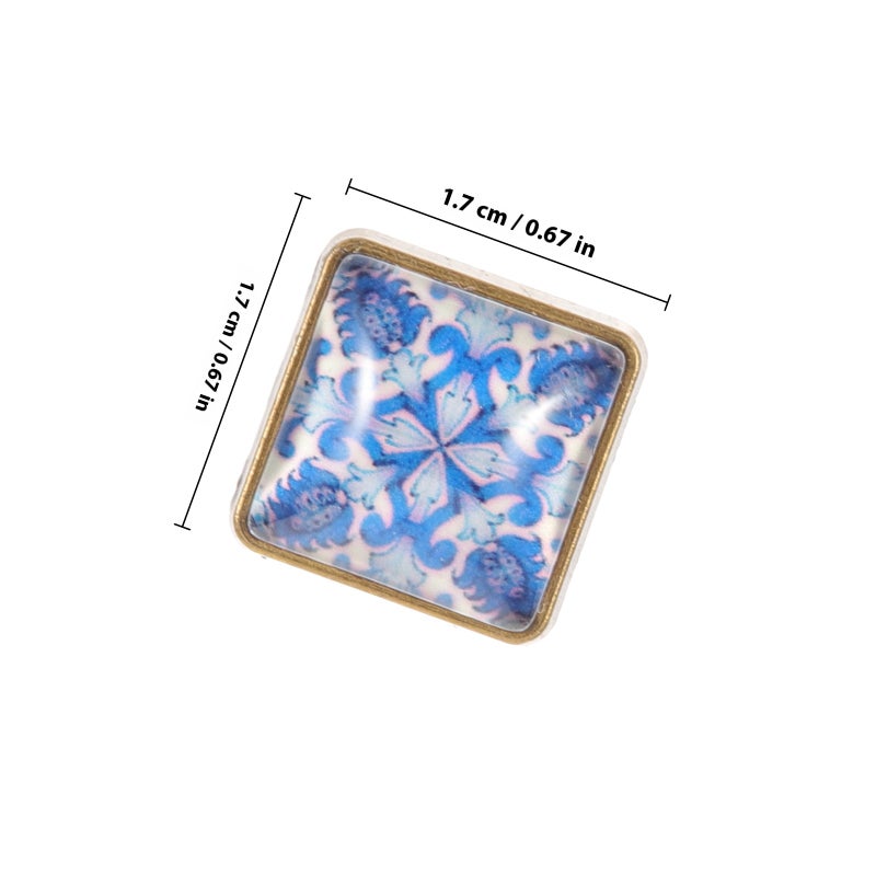 Metal Snap Buttons Kit Classic Retro Square Shape Alloy and Glass Snaps DIY Embellishment Special Occasions 1.7x1.7cm 6Pcs - Image 2