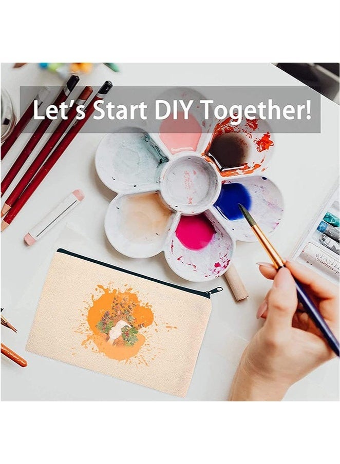 10 Pack Blank DIY Craft Bag Canvas Pen Case Blank Makeup Bags Canvas Pencil Bag Cotton Canvas Cosmetic Bag (Black Zipper) - Image 4