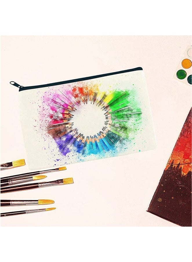 10 Pack Blank DIY Craft Bag Canvas Pen Case Blank Makeup Bags Canvas Pencil Bag Cotton Canvas Cosmetic Bag (Black Zipper) - Image 5