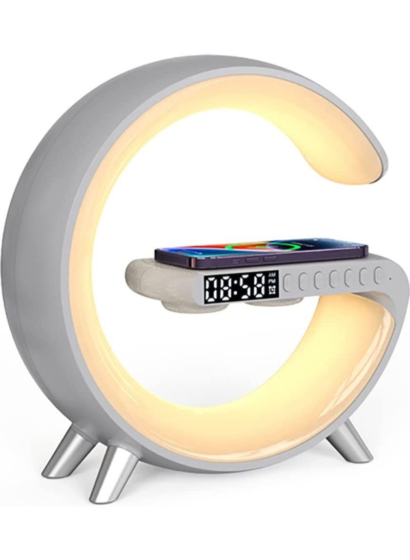 Bedside Table Lamp Desk Night Light with 15W Quick Wireless Charger and Bluetooth Speaker, Desk Lamp with Alarm Clock and 256 RGB Light Modes Bedroom Lamp - Image 1