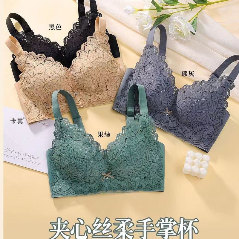 8656 Underwear Small Chest Push-Up Palm Cup No Side Bone Adjustable Side Collector No Steel Ring Lace Underwear - Image 2