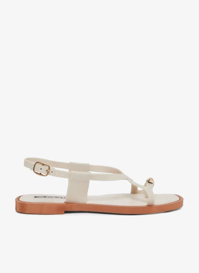 Styli Metal Accent Toe Loop Flat Sandals