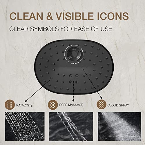 Kohler ABS Statement Oblong Shower, 200 Mm (7 Inch) Wide Coverage, 3-Spray Easy Push Button Rainhead, Katalyst Air-Induction Spray Technology, (Wall-Mount, Matte Black Finish) - Image 3