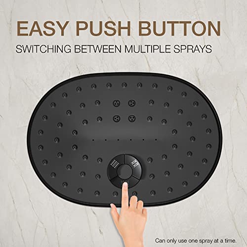Kohler ABS Statement Oblong Shower, 200 Mm (7 Inch) Wide Coverage, 3-Spray Easy Push Button Rainhead, Katalyst Air-Induction Spray Technology, (Wall-Mount, Matte Black Finish) - Image 4