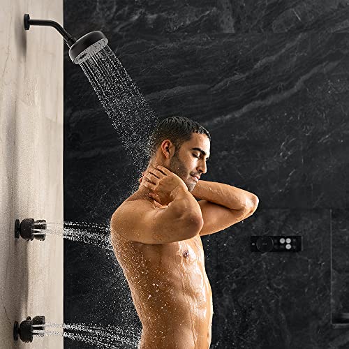 Kohler ABS Statement Oblong Shower, 200 Mm (7 Inch) Wide Coverage, 3-Spray Easy Push Button Rainhead, Katalyst Air-Induction Spray Technology, (Wall-Mount, Matte Black Finish) - Image 2