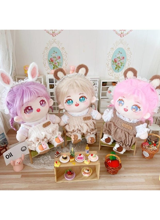 Generic - Cotton Doll 20cm Baby Clothes Star Doll Normal Body Chubby Body Naked Doll Wool Suspender T-shirt-Specifications:20cm-Color:Purple Long Hair Warm - Image 1