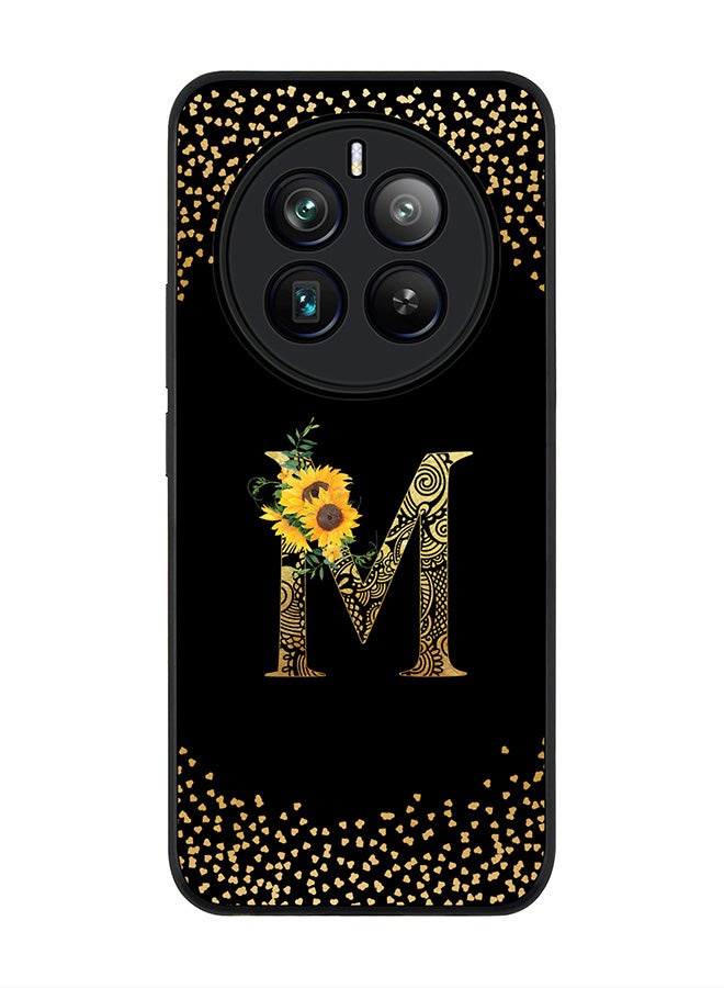 Stylizedd Rugged Black edge case for Realme 12 Pro / Realme 12 Pro Plus 5G, Custom Monogram Initial Letter Mandala Floral Pattern Alphabet-M (Black) - Image 1