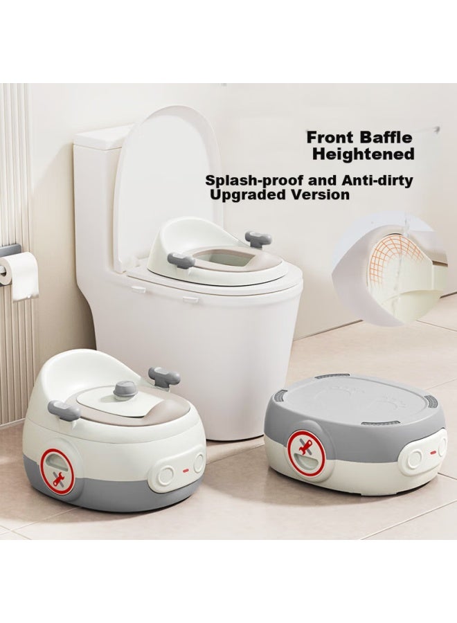 Rikang Children's Toilet Baby Potty Seat With High Front Splash Guard Pu Soft Cushion Three-in-one Function Grey X2004-8 - Image 1