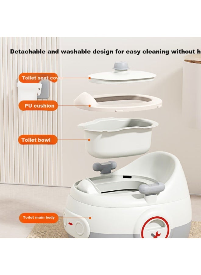 Rikang Children's Toilet Baby Potty Seat With High Front Splash Guard Pu Soft Cushion Three-in-one Function Grey X2004-8 - Image 5