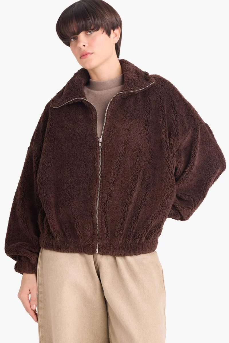 ديفاكتو Oversize Fit Polo Collar Cardigan