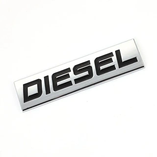 AutoBizarre 3D Raised Diesel Metal Monogram Emblem Badge Sticker for All Cars & Bikes (Silver Black) - Image 1