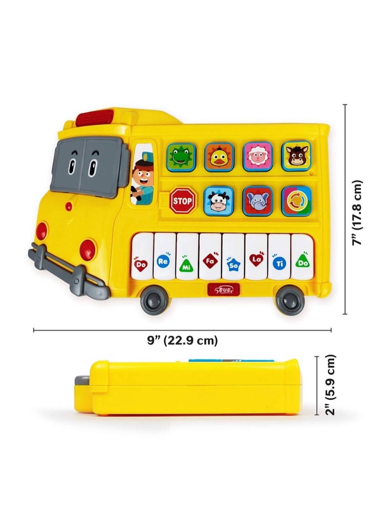 Learning School Bus Toy w/ Lights and Music – 8 Musical Note Piano Keys, 6 Animal Sounds Buttons and Mode Button – Toy Bus w/ Flashing Lights – Fun Toy... - Image 4
