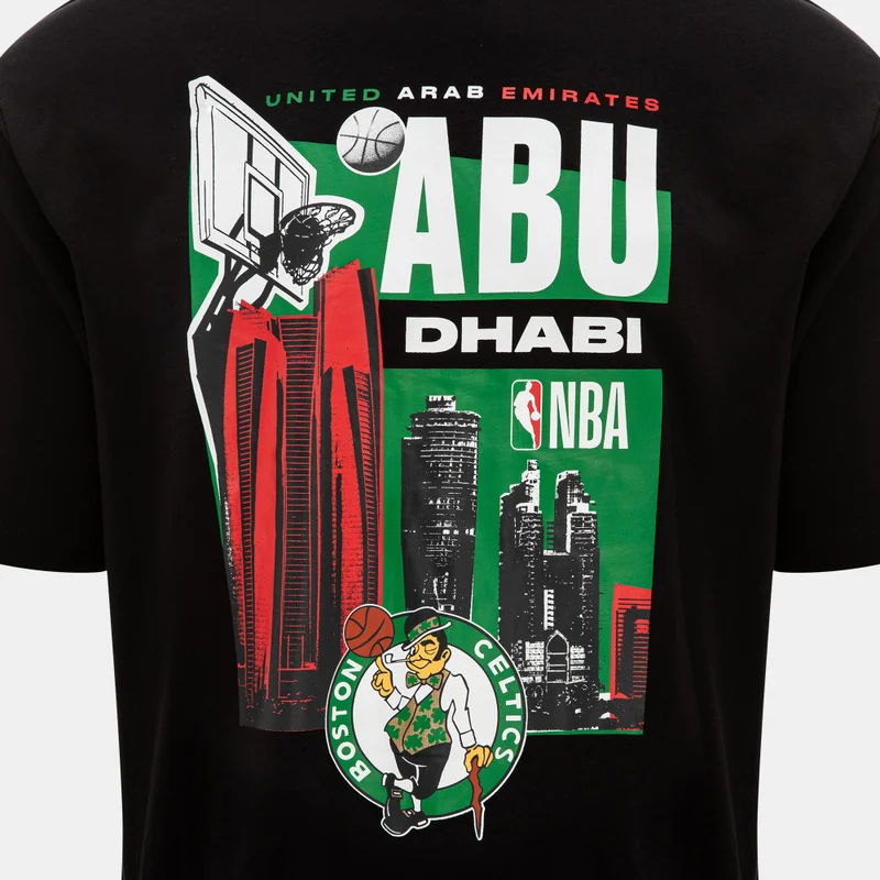 NEW ERA Men's NBA Boston Celtics Abu Dhabi Games 2024 Skyline T-Shirt