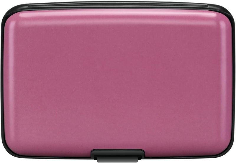 ELFISH RFID Blocking Credit Card Protector Aluminum ID Case Hard Shell Business Card Holders Metal Wallet for Men or Women（Matte Pink - Image 1