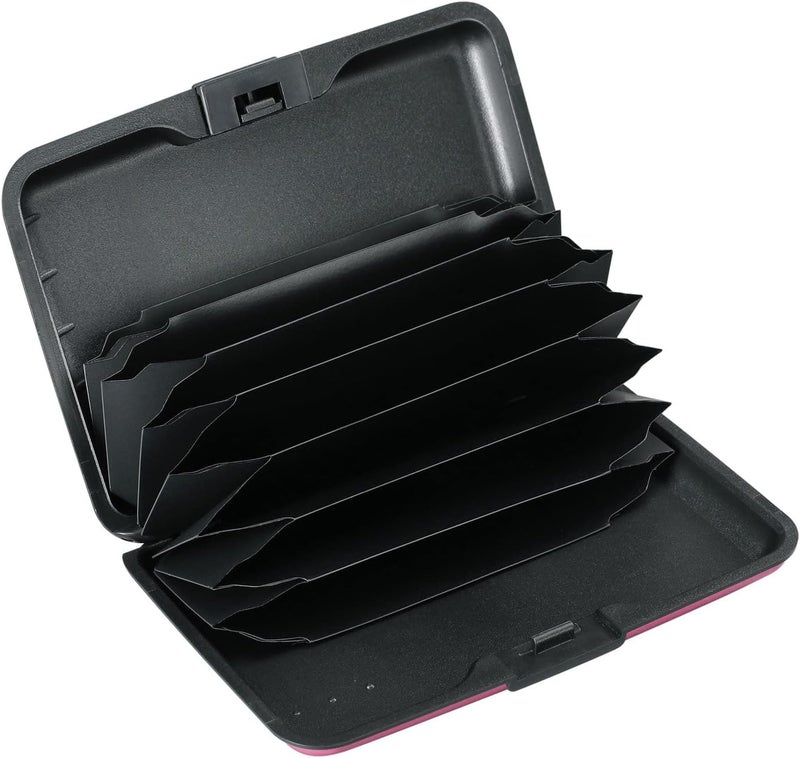 ELFISH RFID Blocking Credit Card Protector Aluminum ID Case Hard Shell Business Card Holders Metal Wallet for Men or Women（Matte Pink - Image 2
