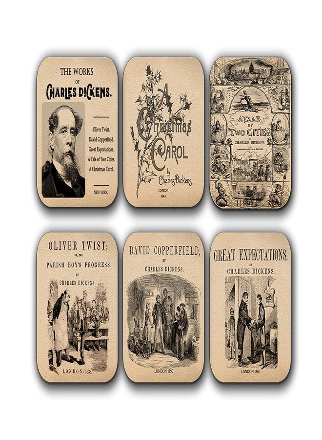 Universal Zone 6 Coasters with Novels by Charles Dickens. Oliver Twist, David Copperfield, A Tale of Two Cities, Great Expectations, A Christmas Carol. - Image 1