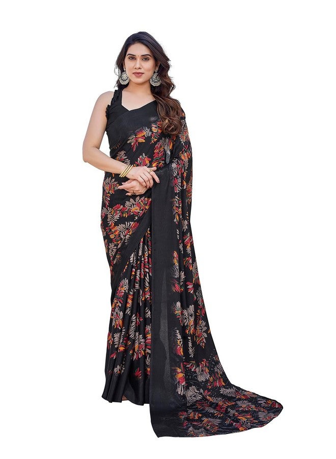 YASHIKA Yashika Women's Elegant Chiffon Saree Set with Matching Blouse - Unveiling Timeless Style and Grace in Every Draped Detail! Perfect for Special Occasions (AZ-YS-P1-SHALINI BLACK) - Image 1