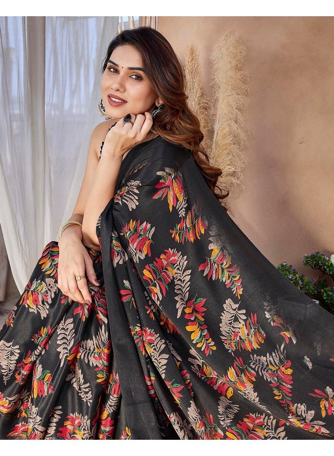 YASHIKA Yashika Women's Elegant Chiffon Saree Set with Matching Blouse - Unveiling Timeless Style and Grace in Every Draped Detail! Perfect for Special Occasions (AZ-YS-P1-SHALINI BLACK) - Image 5