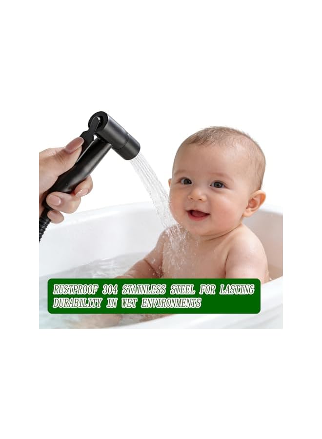 S-TOP Black 304 Stainless Steel Handheld Bidet Sprayer Head, Adjustable Water Pressure Toilet Bidet, good for Diaper Rinsing & Personal - Image 3