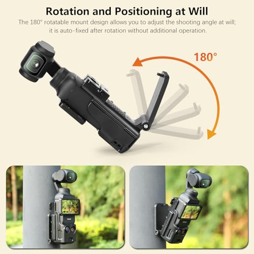 AMAZEAR Magnetic Mount Stand Compatible with DJI Osmo Pocket 3, Upgraded Pocket3 Accessories Adapter Clamp Magnet Suction Case Holder on Desktop, Vertical Surface, 180° Adjustable Handle, Black - Image 4