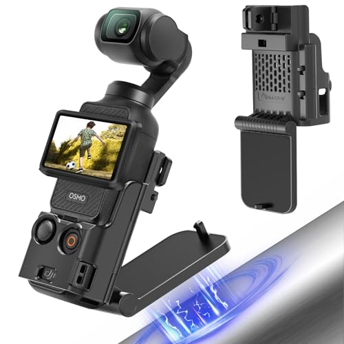AMAZEAR Magnetic Mount Stand Compatible with DJI Osmo Pocket 3, Upgraded Pocket3 Accessories Adapter Clamp Magnet Suction Case Holder on Desktop, Vertical Surface, 180° Adjustable Handle, Black - Image 1