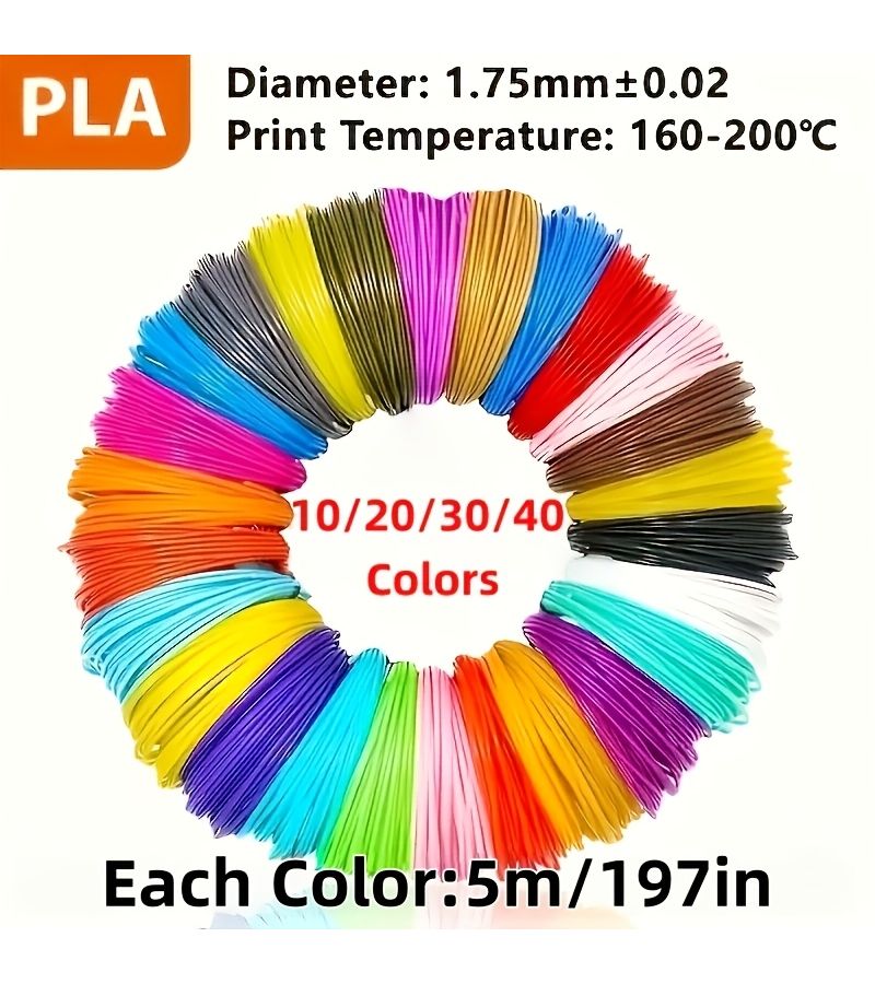 30 Colors 3D Pen PLA Filament 5M Per Color 1.75Mm Diameter 5952.76 Inch Total Length 3D Printing Filament Refill Suitable for 3D Pens Crafts and Professional Use - Image 1