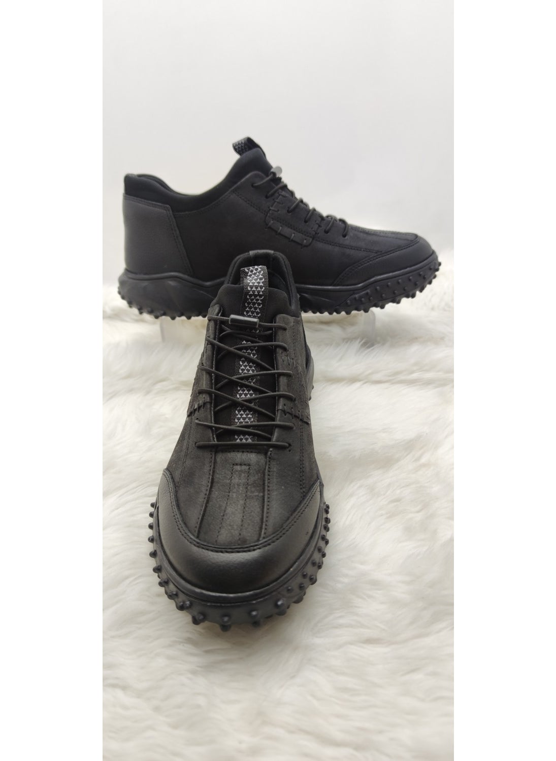 VOYAGER Men's Real Crayz Leather Rubber Laced Shoes 6012 - Black - 41 - ST00559-BLACK-41 