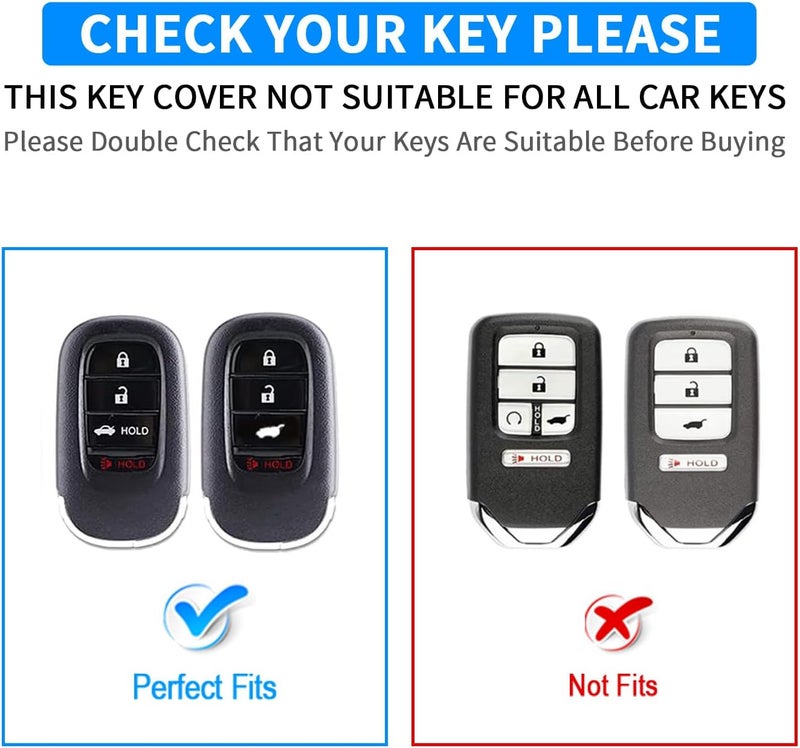 QBUC Key Fob Cover for Honda with Keychain - Fits 2022-2024 Civic, CR-V, HR-V, Accord, Pilot (Blue with Gold Edges) - Image 2