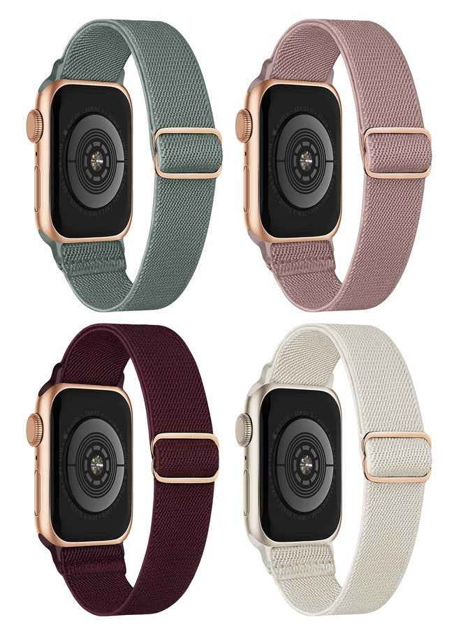 CCnutri 4 Pack Stretchy Nylon Solo Loop Bands Compatible with Apple Watch Band 38mm 40mm 41mm 42mm 44mm 45mm 46mm 49mm, Sport Elastic Wristband Women Men Strap for iWatch Series 11 10 9 8 7 6 5 4 3 SE Ultra - Image 1