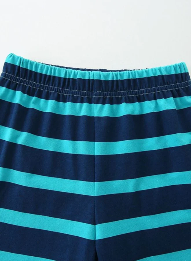 YUNIQEE Blue Crew Neck Short Sleeve Printed Tshirt & Shorts