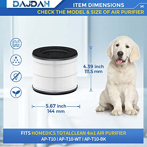 DAJDAH AP-T10-WT AP-T10FL Replacement Filter and AP-T10 Filter Compatible with Homedics Air Purifier Filter Replacement for Homedics 4 in 1 Air Purifier AP-T10-BK AP-T10-WT with HEPA-Type, 1-Pack - Image 3