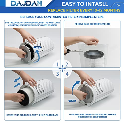 DAJDAH AP-T10-WT AP-T10FL Replacement Filter and AP-T10 Filter Compatible with Homedics Air Purifier Filter Replacement for Homedics 4 in 1 Air Purifier AP-T10-BK AP-T10-WT with HEPA-Type, 1-Pack - Image 5