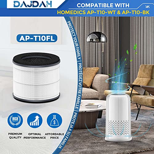 DAJDAH AP-T10-WT AP-T10FL Replacement Filter and AP-T10 Filter Compatible with Homedics Air Purifier Filter Replacement for Homedics 4 in 1 Air Purifier AP-T10-BK AP-T10-WT with HEPA-Type, 1-Pack - Image 2