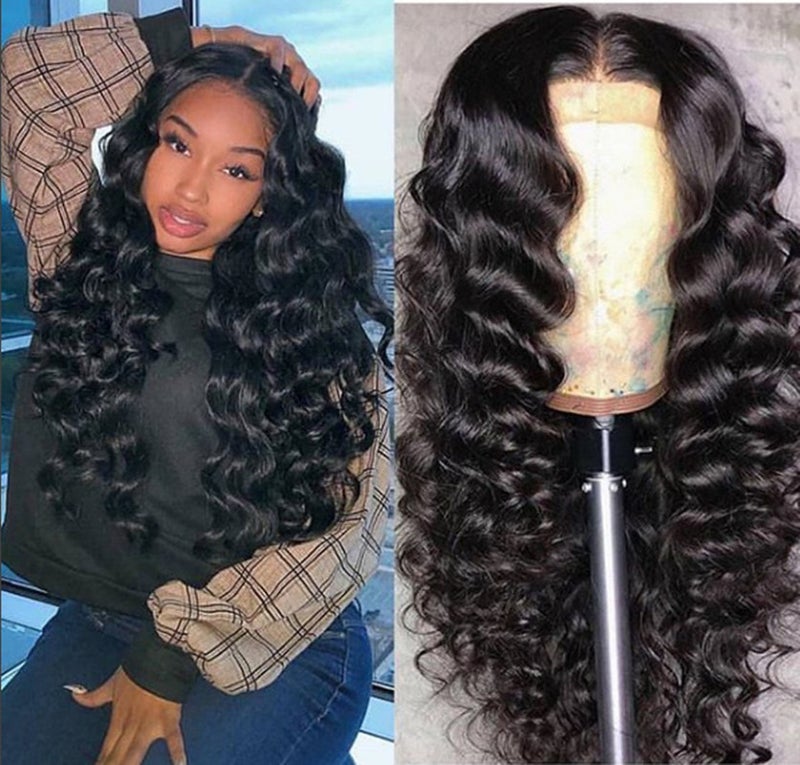 Foreign trade wig female African fiber hair texture curly medium long curly hair EBAY headgear Button subnet black delivery net - Image 2