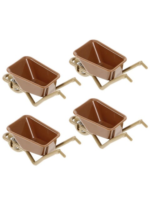 4Pcs Miniature Wheelbarrow, Mini Wheelbarrow Dollhouse Farm Accessories Simulation Cart Models Mini Wagon Barrows For Action Figures Micro Landscape