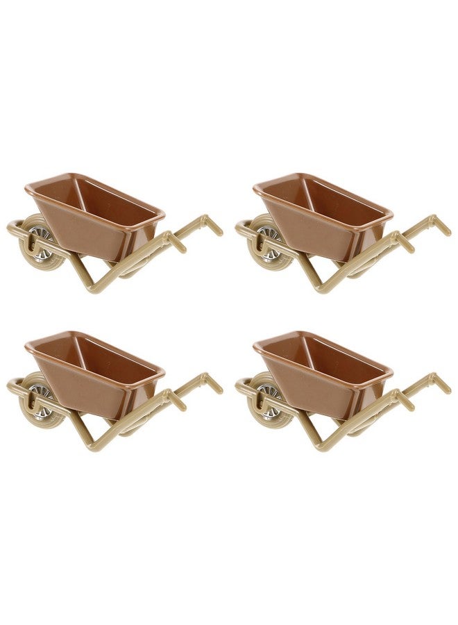 4Pcs Miniature Wheelbarrow, Mini Wheelbarrow Dollhouse Farm Accessories Simulation Cart Models Mini Wagon Barrows For Action Figures Micro Landscape