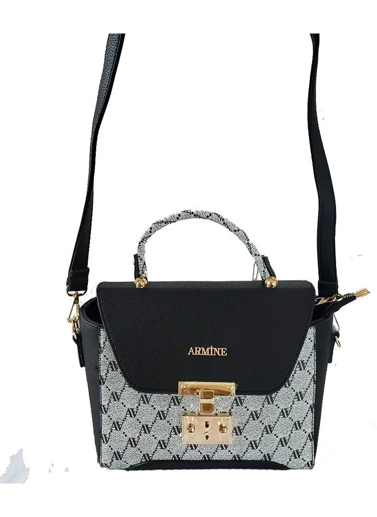 ARMINE Women's Gray Black Dotted Hand and Shoulder Bag 378
