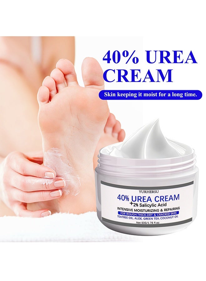 YURHERSU 40٪ كريم اليوريا 2٪ حمض الساليسيليك ، مزيل الكالس كريم اليدين كريم القدم للقدمين الجافة المتشققة واليدين والمرفقين والركبتين ، يرطب وينعم البشرة بشكل مكثف ، ويقشر البشرة الميتة - Image 1