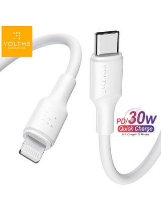 iPhone Charger Cable (1.2m), Voltme USB-C to Lightning Cable for Fast Charging, 30W PD Power Delivery, High-Speed ​​Data Transfer, Durable and Tangle-Free, Compatible with iPhone 14/14 Pro/14 Plus/14 Pro Max, iPhone 13/13 Pro/13 Pro Max/13 Mini, iPhone 12/12 Pro/11/XS/XR/8/8 Plus, iPad Pro, iPad Air, AirPods - White - pzsku/ZE73868DDED26D5883B50Z/45/_/1723465950/b87f24d4-61a7-4067-b7f3-890c3b9fc2e3