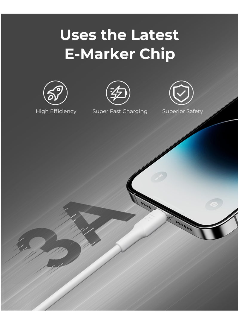 iPhone Charger Cable (1.2m), Voltme USB-C to Lightning Cable for Fast Charging, 30W PD Power Delivery, High-Speed ​​Data Transfer, Durable and Tangle-Free, Compatible with iPhone 14/14 Pro/14 Plus/14 Pro Max, iPhone 13/13 Pro/13 Pro Max/13 Mini, iPhone 12/12 Pro/11/XS/XR/8/8 Plus, iPad Pro, iPad Air, AirPods - White