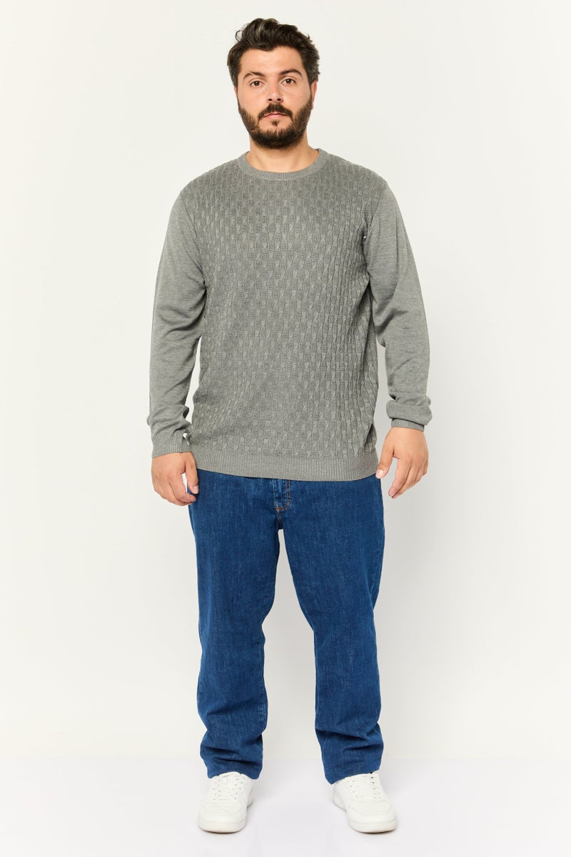 Sorbino Men Crew Neck Long Sleeves Knitted Sweatshirt, Grey - Image 4