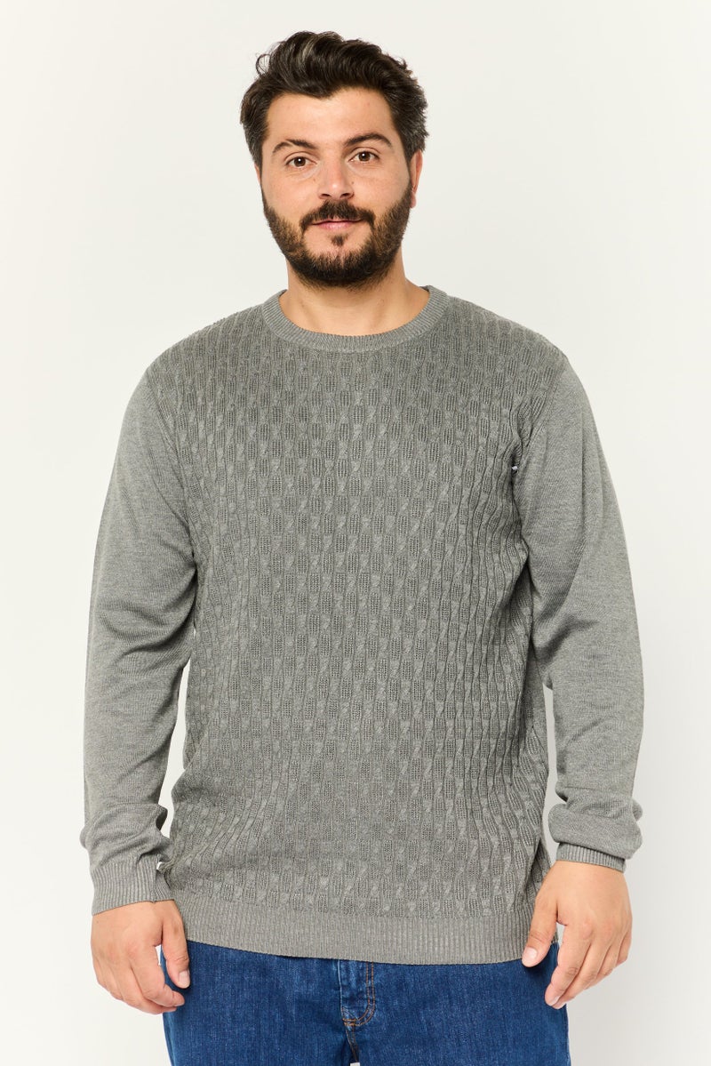 Sorbino Men Crew Neck Long Sleeves Knitted Sweatshirt, Grey - Image 1