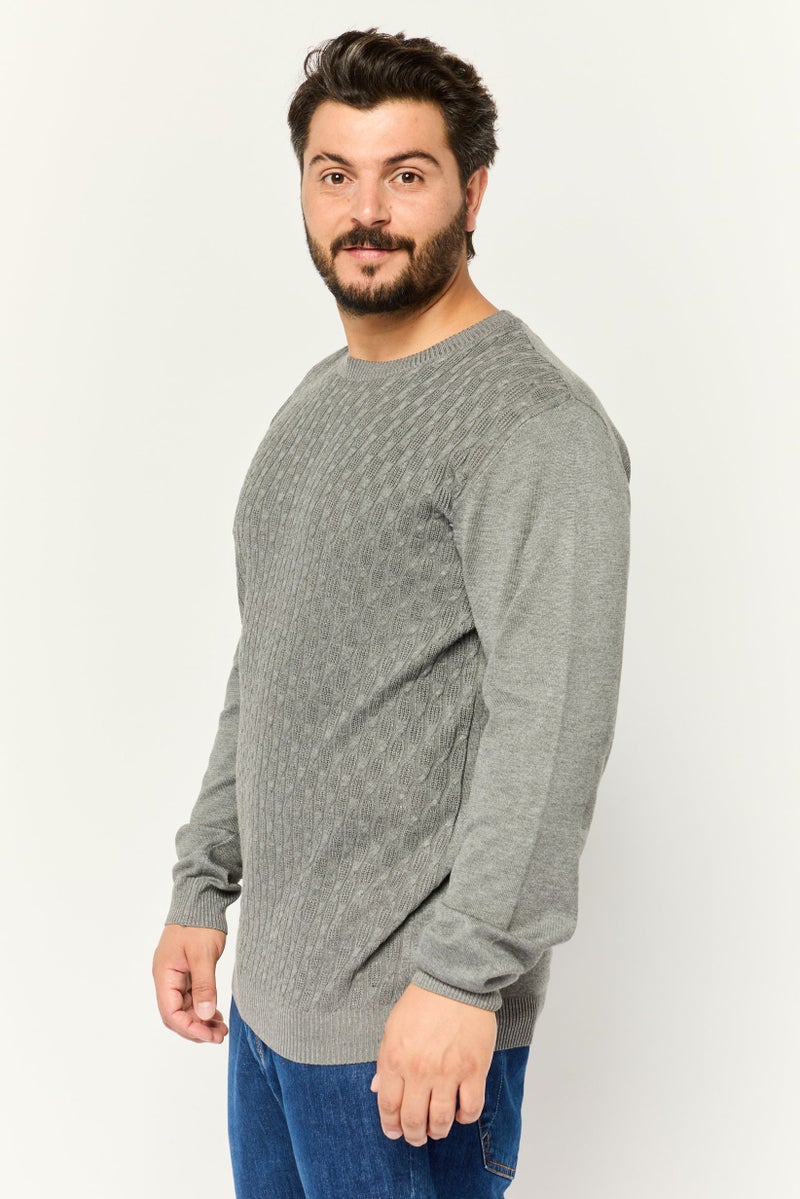 Sorbino Men Crew Neck Long Sleeves Knitted Sweatshirt, Grey - Image 2