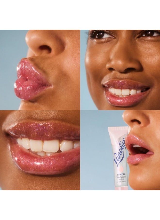 Lanolips - Lanolips Lanolin Lip Water - Tinted Lip Gloss Serum - Hyaluronic Acid Lip Balm for a Shimmery, Hydrated Lip Glow - Lanolin Oil Lip Moisturizer for Dry, Cracked Lips - Watermelon (10ml / 0.34 fl oz) - Image 1