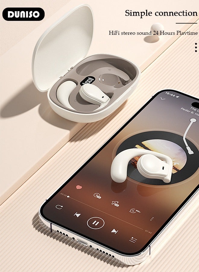 DUNISO 5.3 Bluetooth Wireless Earphones. Call Stereo Sound with Ultra Long Battery Life. IPX6 Waterproof Headphone Charging Case, Hanging Ear Immersive Noise Reduction  - Image 4