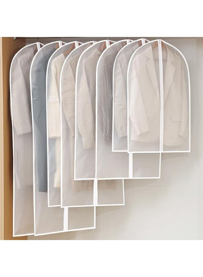 8 PCS Clothes Dust Covers 4 Sizes Transparent Breathable Hanging Zip Clothes Storage Cover Suitable for Suit, Coat, Clothes Storage - Image 1