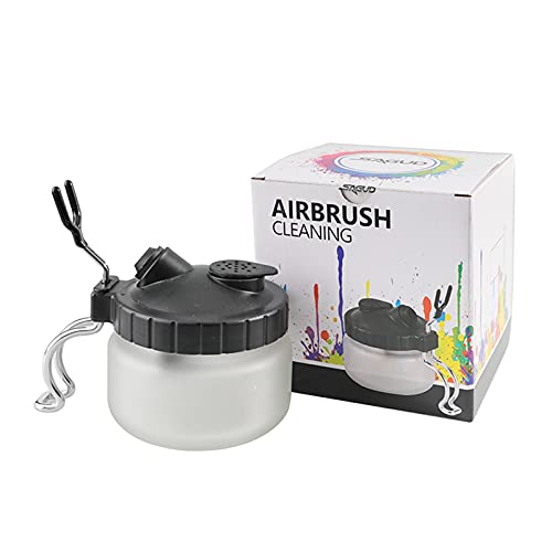 SAGUD Airbrush Cleaning Pot Strong Glass Jar Bottles Kit with Airbrush Holder Station - Image 2