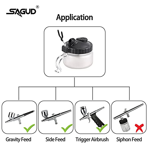 SAGUD Airbrush Cleaning Pot Strong Glass Jar Bottles Kit with Airbrush Holder Station - Image 5